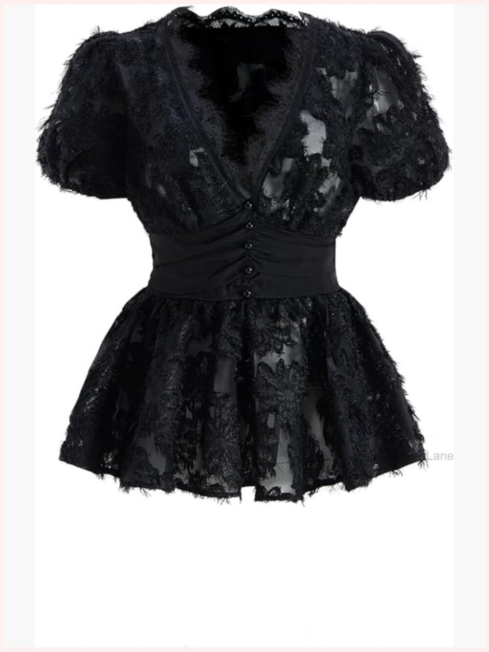 Lace Peplum Top Deep V Neck Puff Sleeve Blouse Going Out Outfits